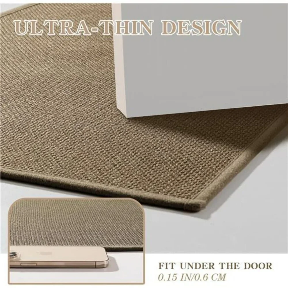 Beige Bathroom Rug 24x17 Thin Non Slip Quick Dry Absorbent Bath Mat Floor Carpet